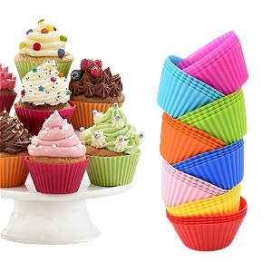 Kit 12 Forminhas Cupcake Em Silicone Petit Gateau Empada