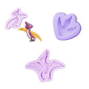 Kit 3 Moldes em Silicone Confeitaria Dinossauro Antiaderente