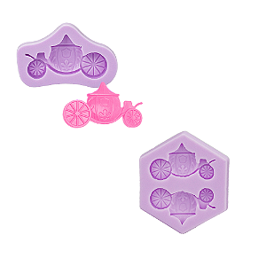 Kit 2 Moldes em Silicone Carruagem Princesa Antiaderente