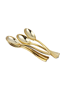KIT 40 COLHERES 17,3cm Grandes Descartáveis de Luxo - Gold