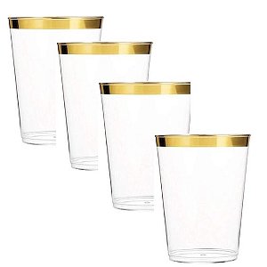 Kit 40 Copos 300ml Descartáveis de Luxo em Plástico - Gold