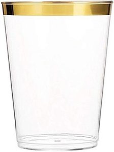 KIT 5 COPOS 300ml Descartáveis de Luxo em Plástico - Dourado