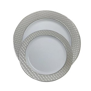 5 Pratos Refeição 26cm Descartáveis de Luxo Plástico