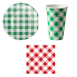Kit 20 Convidados Pratos Copos Guardanapos Festa Junina Misto Papel