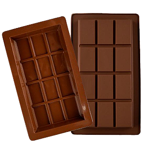 Forma Silicone Barra Chocolate Gourmet Recheada Antiaderente Retangular