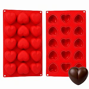 Forma de Silicone Coração com 15 Cavidades para Chocolate e Bombom - UDLândia