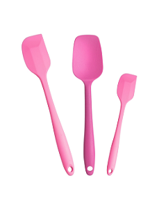 Kit 3 Espátulas Silicone Cozinha Reforçada Pão Duro Curva
