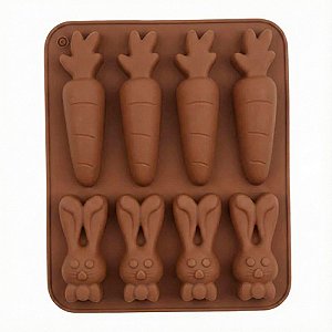 Forma Duo Páscoa Chocolates Cenoura Coelho 8 Cavidades