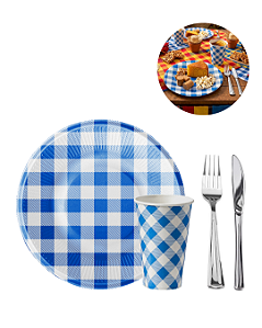 Kit 10 Convidados Pratos Copos Festa Junina Papel Garfo Faca Refeição