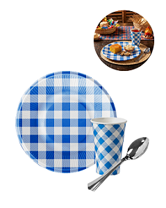 Kit 20 Convidados Colher 14cm Plástico Pratos Copos Festa Junina Papel