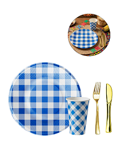 Kit 20 Convidados Grafo Faca Refeição Plástico Pratos Copos Festa Junina Papel