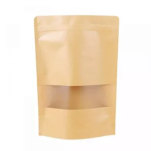 Saco Stand Up Pouch Kraft Hermético Brilhante com Visor