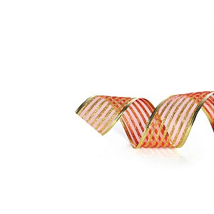 Fita de Natal Vermelha Dourada Listras - Tradicional