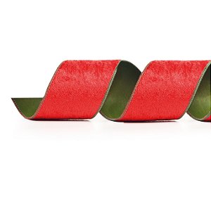 Fita Natalina Aramada Lisa Veludo Tradicional - Vermelha e Verde