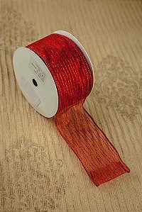 Fita Aramada Natalina Listras - Vermelho Cintilante