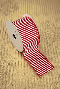 Fita Aramada Natalina Listras - Vermelho e Branco