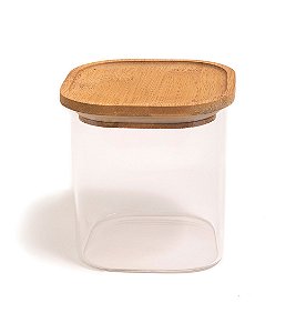 520ml Square Glass Jar with Bamboo Lid - Oikos