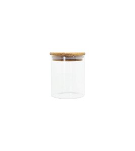 Pote de Vidro com Tampa Hermética de Bambu - Redondo - 400ml