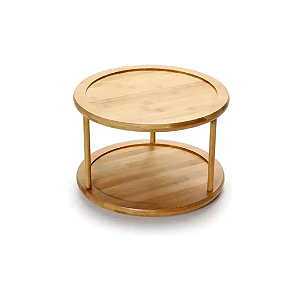 Petisqueira Organizadora de Bambu Giratótio com 2 Andares - 25x18cm