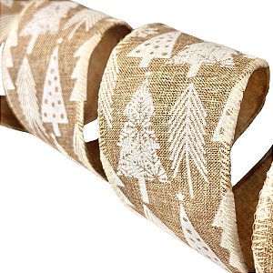 Fita Aramada Decorativa Arvore- Natural e Branco