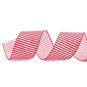 Fita Decorativa Listra Brancas e Vermelha