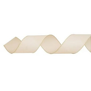 Fita Decorativa Veludo Marfim com Borda Dourada