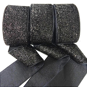 Fita Decorativa Preta Esponjada com Glitter