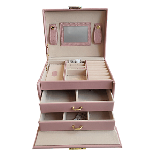 Maleta Porta Joias Gaveteiro com Espelho 12x18x14cm