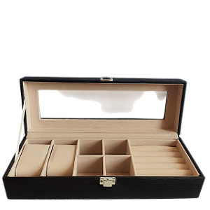 Porta Relógios e Joias 7 Compartimentos 8x11x31cm Aveludado