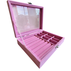 Mostruário Porta Joias com Visor Expositor 4,5x15x20 Aveludado