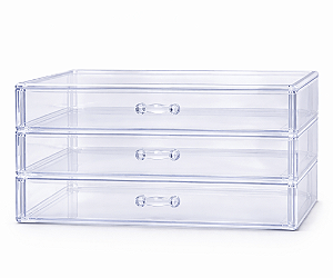 Expositor Porta Jóias Acrílico com Gavetas Organizadora 11x23,5x13,5 Cristal