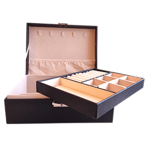 Organizador Porta Joias Caixa 2 Andares 9x23x17 Aveludado