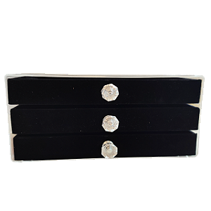 Expositor Porta Joias Acrílico com 3 Gavetas Aveludadas 11x13x23