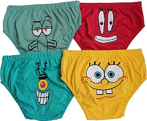 Cueca Slip Personagens 100% Algodão - Kit com 04