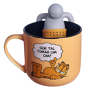 Caneca com Infusor Garfield  Que tal tomar um Chá 350ml