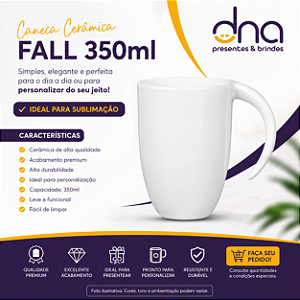 Caneca Cerâmica 350ml Fall - Branca - Para Sublimação
