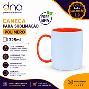 Caneca de Polímero Laranja 325ml - Para Sublimação