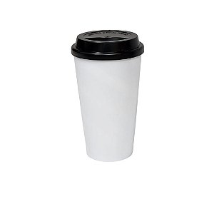 Copo Buck 500ml Branco com Tampa Preta