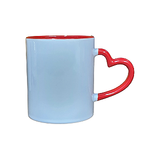 Caneca Cerâmica com Alça Coração Interior Vermelha 325ml Live
