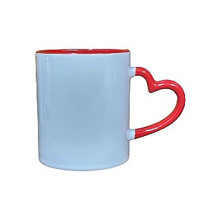 Caneca Cerâmica com Alça Coração Interior Vermelha 325ml Metalnox