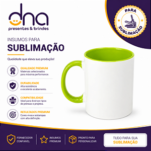 Caneca Cerâmica 325ml com Alça e Interior Verde Claro - Para Sublimação