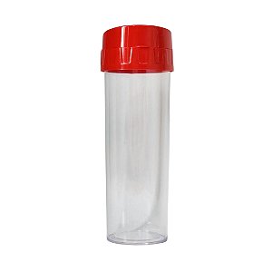 Garrafa Water Transparente 450ml com Tampa Vermelha Acqua Bio