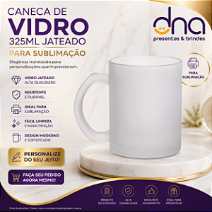 Caneca de Vidro 325ml Jateada - Para Sublimação