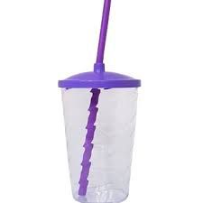 Copo Twister 500ml Transparente com tampa e canudo Roxo