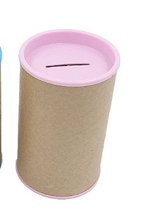 Tubo Lata Cofrinho 6X10cm Tampa Rosa Bebê