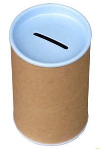 Tubo Lata Cofrinho 6X10cm Tampa Azul Bebê