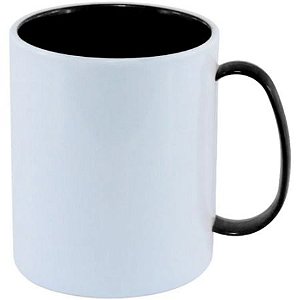 Caneca Polímero Branca 325ml c/ Interior e Alça Preta