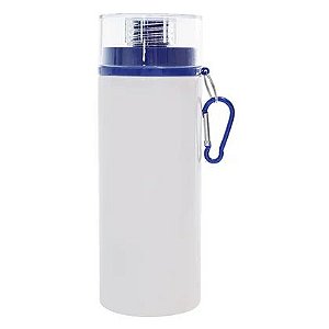 Squeeze Garrafa Alumínio Tampa Azul Mosquetão 600ml