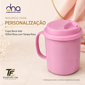 Copo Buck kids 325ml Rosa com Tampa Rosa