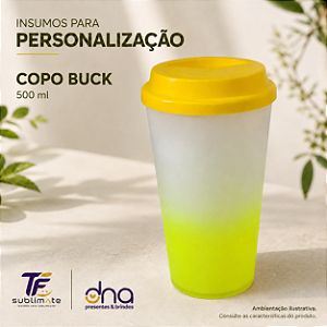Copo Buck 500ml Degradê com Tampa Amarela